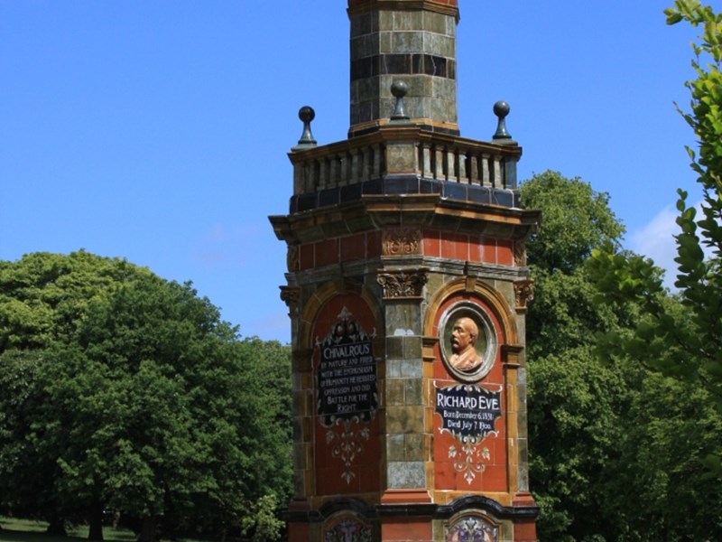 Richard Eve Memorial against blue sky and trees
