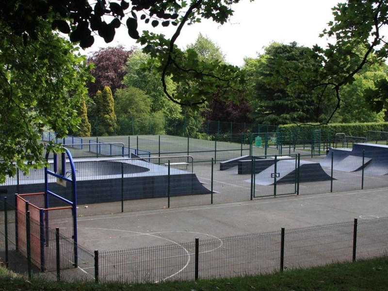 Overhead view of skatepark and multi sports court